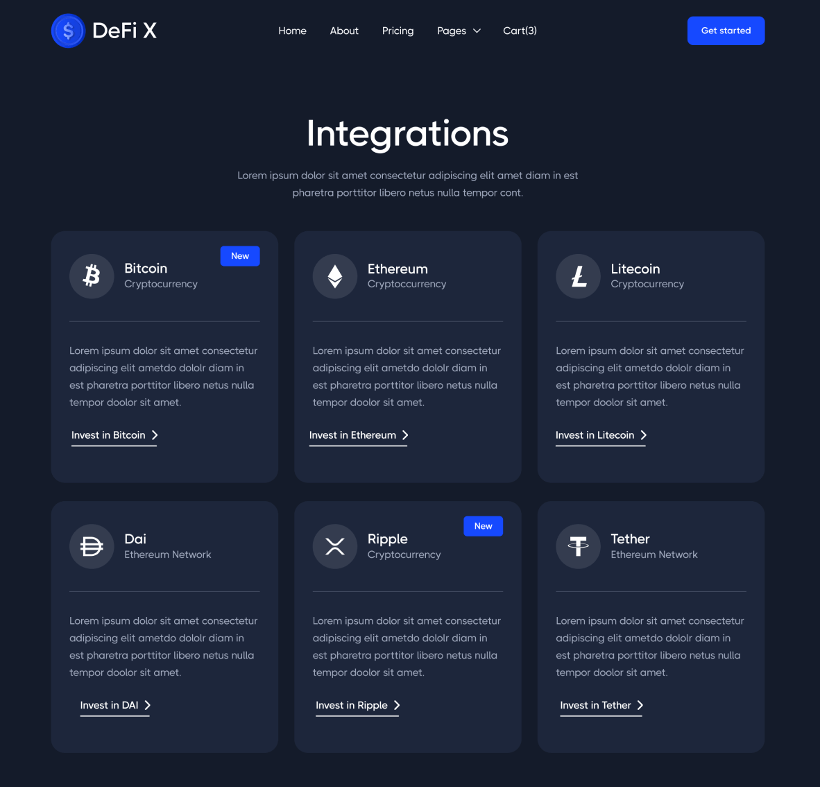 Integrations - DeFi X Webflow Template