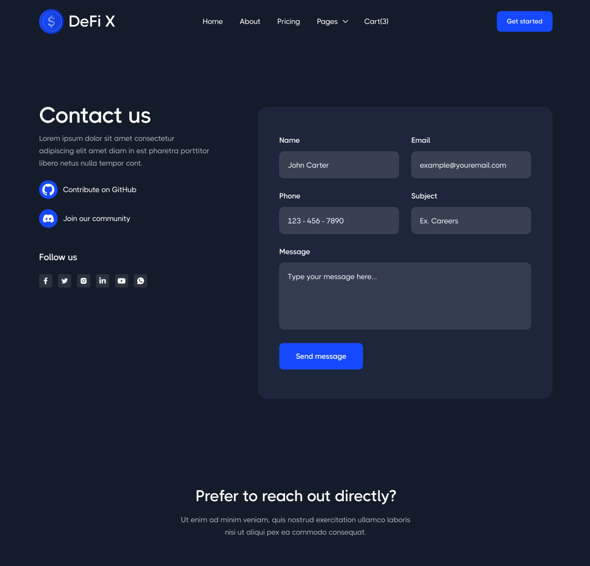 Contact Us - DeFi X Webflow Template