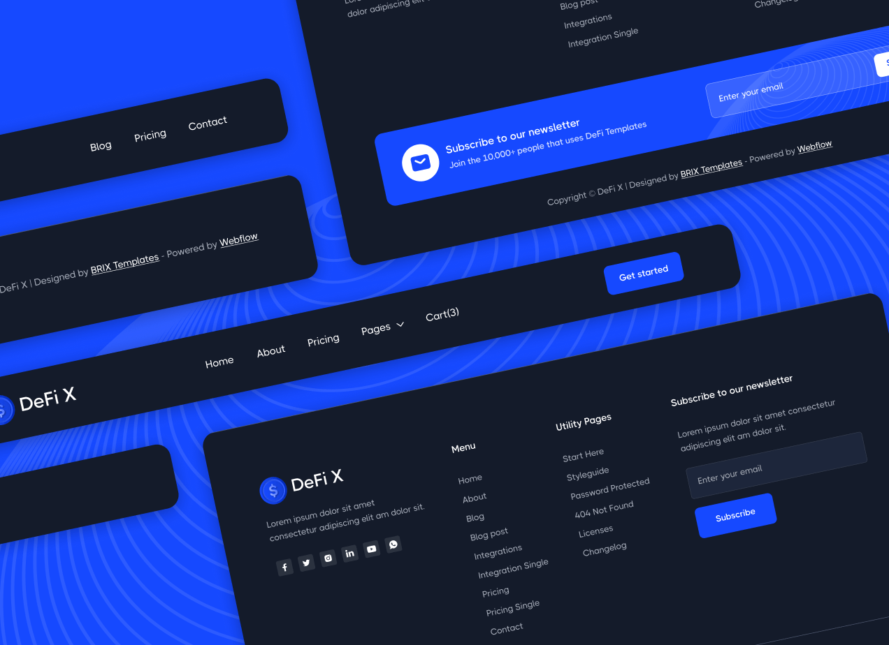 Headers And Footers - DeFi X Webflow Template